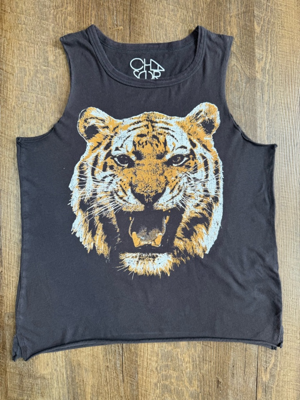 Chaser Women’s Black Tiger Graphic Sleeveless Animal Print Tank Top Size X-Small